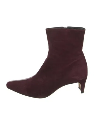 Pre-owned Staud Suede Boots In Burgundy