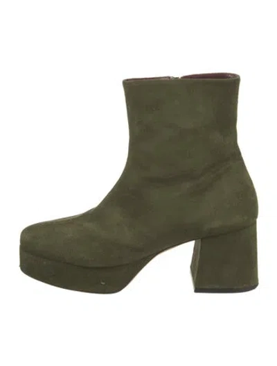 Pre-owned Staud Suede Boots In Green