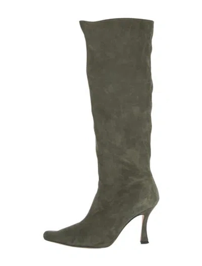 Pre-owned Staud Suede Boots In Green