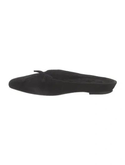 Pre-owned Staud Suede Bow Accents Mules In Black