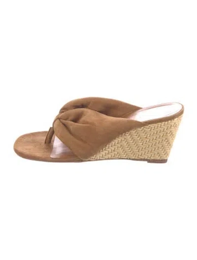 Pre-owned Staud Suede Braided Accents Slides In Brown