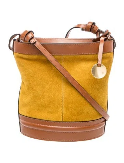 Pre-owned Staud Suede Bucket Bag In Yellow