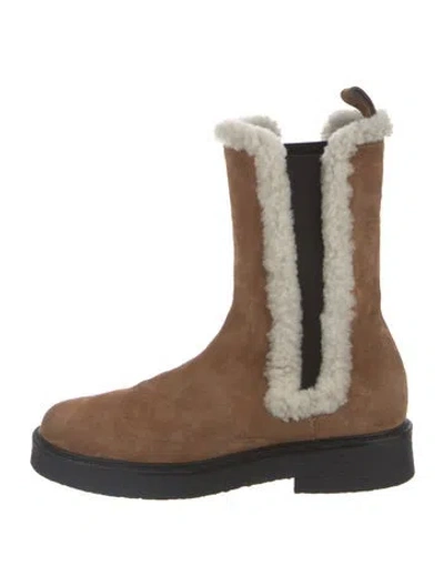 Pre-owned Staud Suede Chelsea Boots In Brown