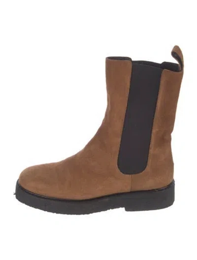 Pre-owned Staud Suede Chelsea Boots In Brown
