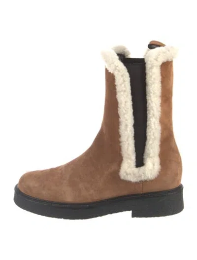 Pre-owned Staud Suede Chelsea Boots In Brown/white