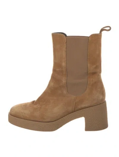 Pre-owned Staud Suede Chelsea Boots In Neutrals