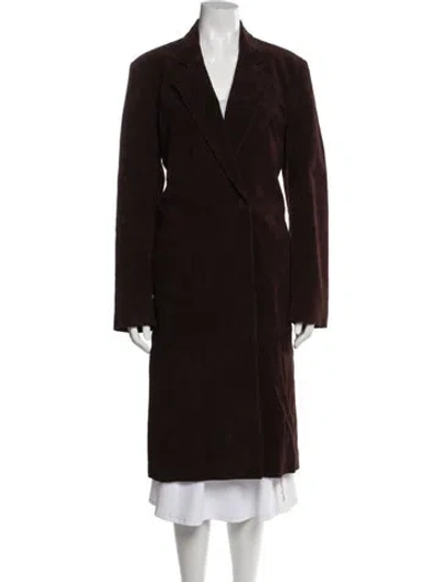 Pre-owned Staud Suede Coat In Brown