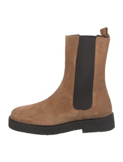 Pre-owned Staud Suede Colorblock Pattern Chelsea Boots In Brown