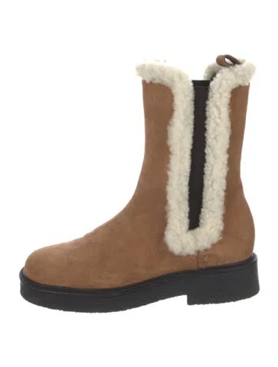 Pre-owned Staud Suede Colorblock Pattern Chelsea Boots In Brown