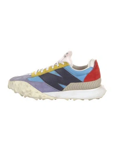 Pre-owned Staud Suede Colorblock Pattern Sneakers In Yellow