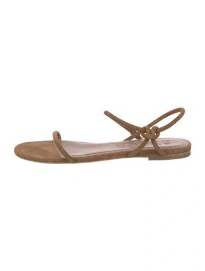 Pre-owned Staud Suede Crystal Embellishments Sandals In Neutrals
