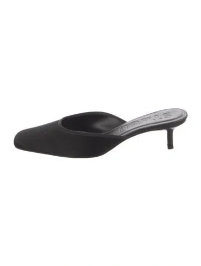 Pre-owned Staud Suede Grosgrain Trim Mules In Black