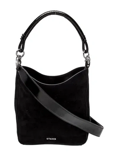 Pre-owned Staud Suede Hobo In Black