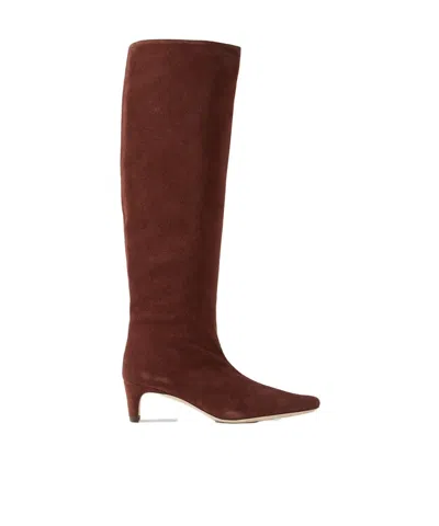 Staud Suede Knee Boots In Brown