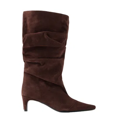 Staud Wally Suede Knee Boots In Brown