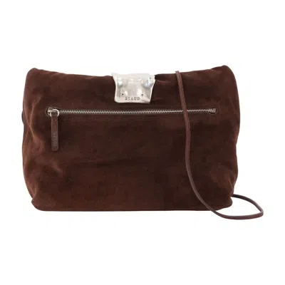 Staud Suede Leather Clutch  Brown