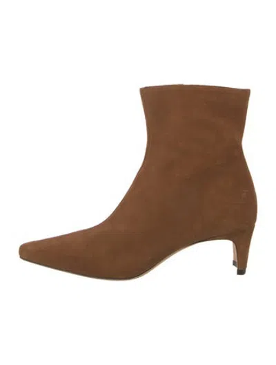 Pre-owned Staud Suede Leather Trim Embellishment Boots In Brown