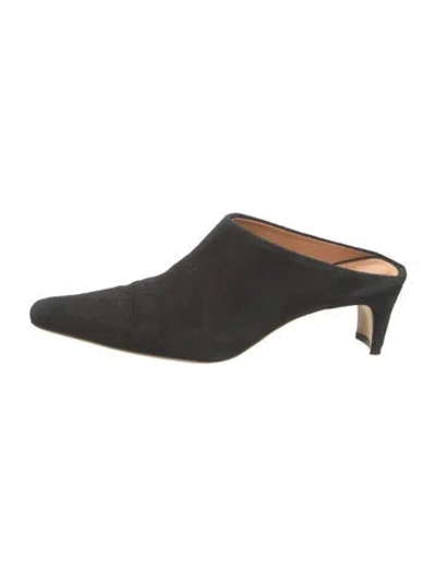 Pre-owned Staud Suede Mules In Black