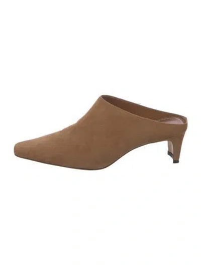 Pre-owned Staud Suede Mules In Brown