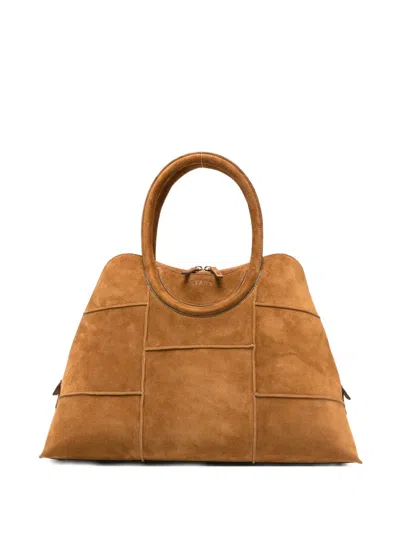 Staud Suede Panelled Tote Bag In Brown