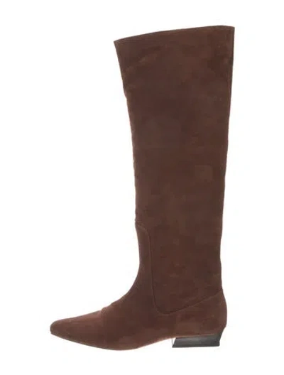 Pre-owned Staud Suede Riding Boots In Brown