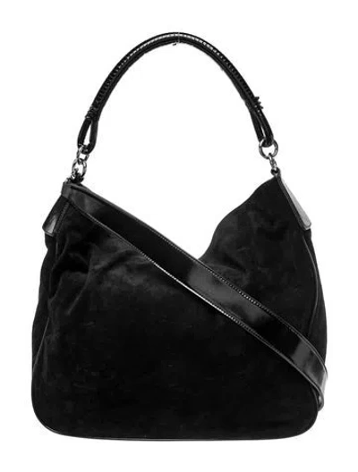 Pre-owned Staud Suede Shoulder Bag In Black