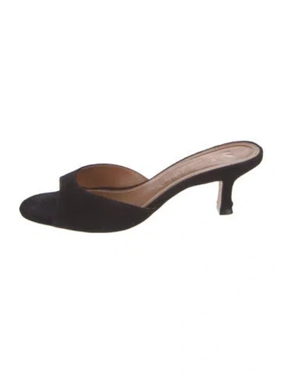 Pre-owned Staud Suede Slides In Black