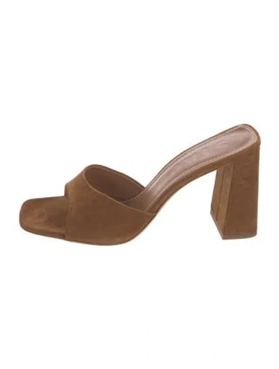 Pre-owned Staud Suede Slides In Brown