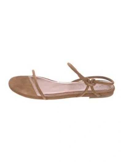 Pre-owned Staud Suede Slides In Brown
