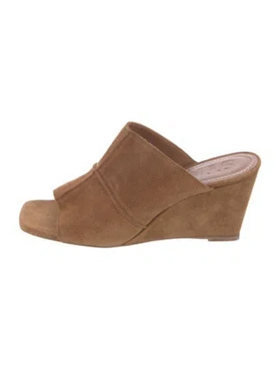 Pre-owned Staud Suede Slides In Brown