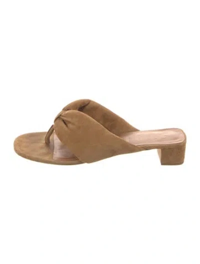 Pre-owned Staud Suede Slides In Brown