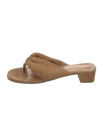 Pre-owned Staud Suede Slides In Brown