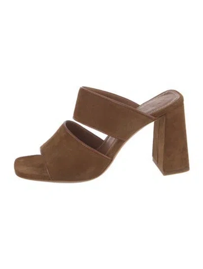 Pre-owned Staud Suede Slides In Brown