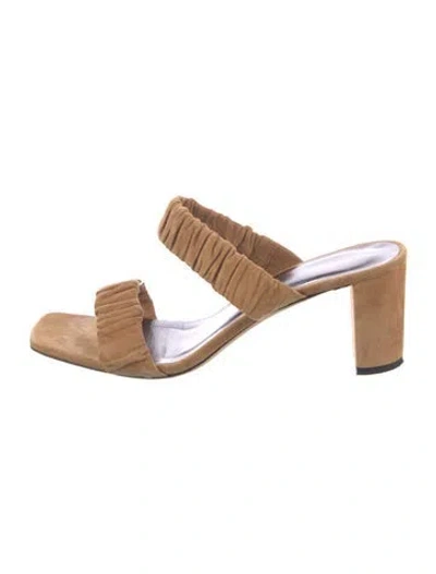 Pre-owned Staud Suede Slides In Neutrals