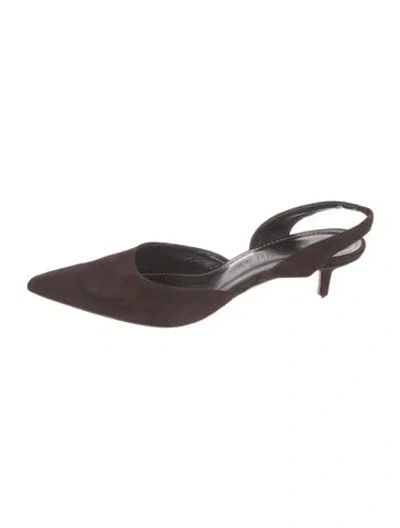Pre-owned Staud Suede Slingback Pumps In Brown