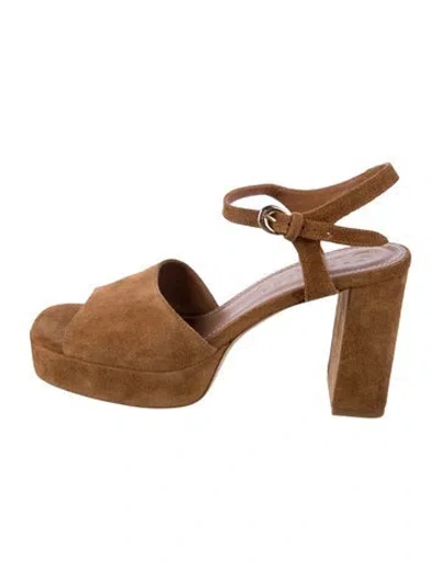 Pre-owned Staud Suede Slingback Pumps In Yellow
