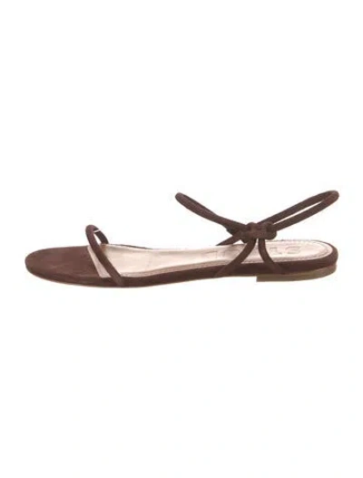 Pre-owned Staud Suede Slingback Sandals In Brown