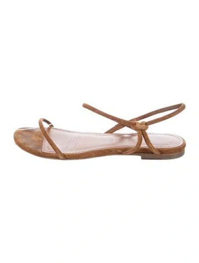 Pre-owned Staud Suede Slingback Sandals In Neutral