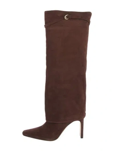 Pre-owned Staud Suede Slouch Boots In Brown