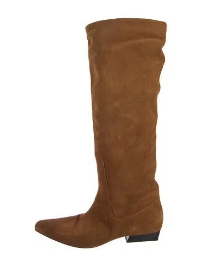 Pre-owned Staud Suede Slouch Boots In Brown