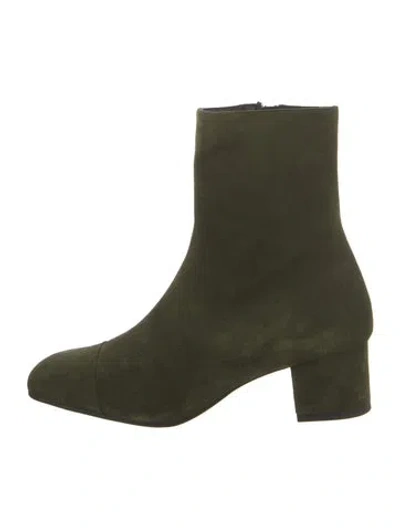 Pre-owned Staud Suede Sock Boots In Green