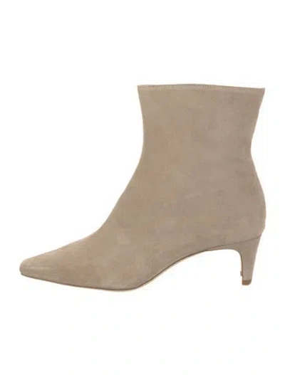 Pre-owned Staud Suede Sock Boots In Neutral