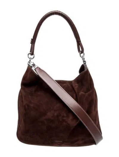 Pre-owned Staud Suede Top Handle Bag In Burgundy