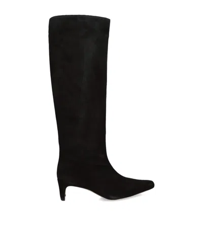 Staud Suede Wally Knee-high Boots 55 In Black