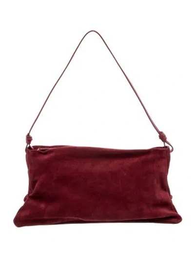 Pre-owned Staud Suede Wally Shoulder Bag In Burgundy