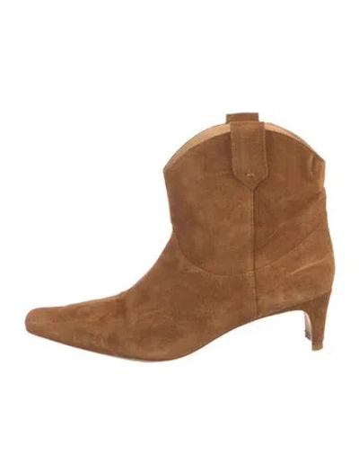 Pre-owned Staud Suede Western Boots In Brown