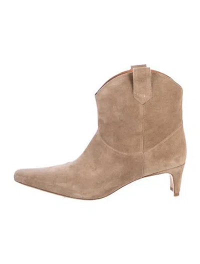 Pre-owned Staud Suede Western Boots In Brown