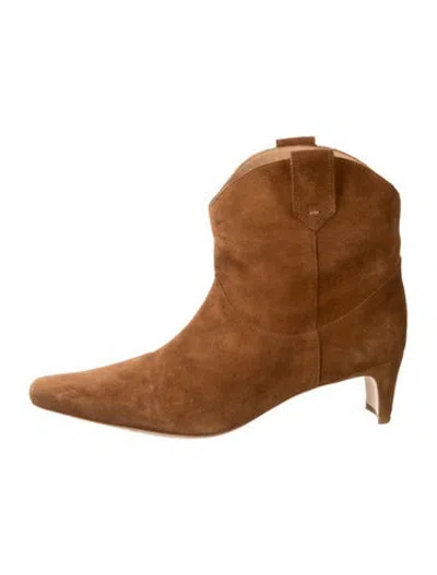 Pre-owned Staud Suede Western Boots In Brown