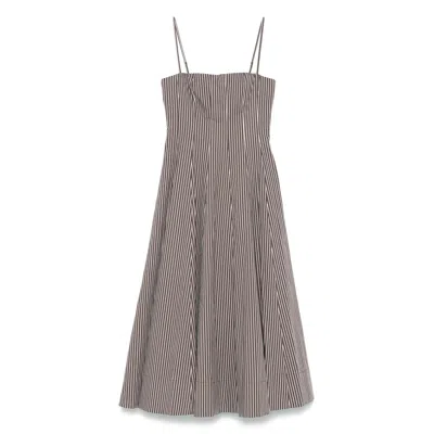Staud Wylie Midi Dress In Brown