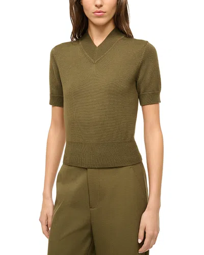 Staud Sullivan Merino Wool Top In Sergeant Green